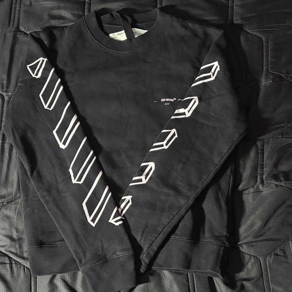 Off-White Black and White Graphic Crewneck Sweater
